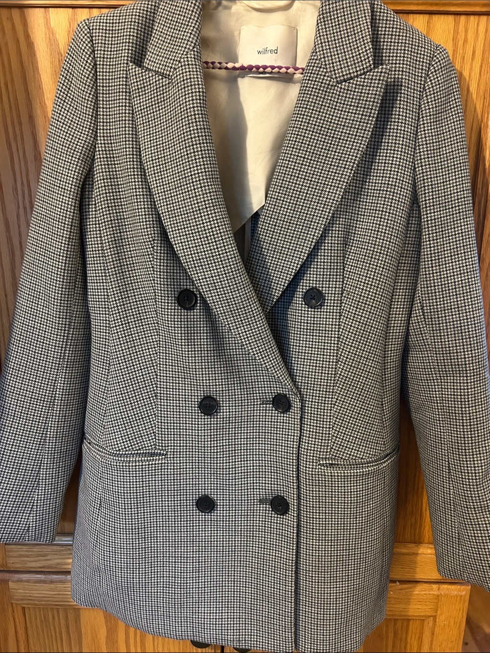 Wilfred Houndstooth Double-Breasted Blazer - Black, White